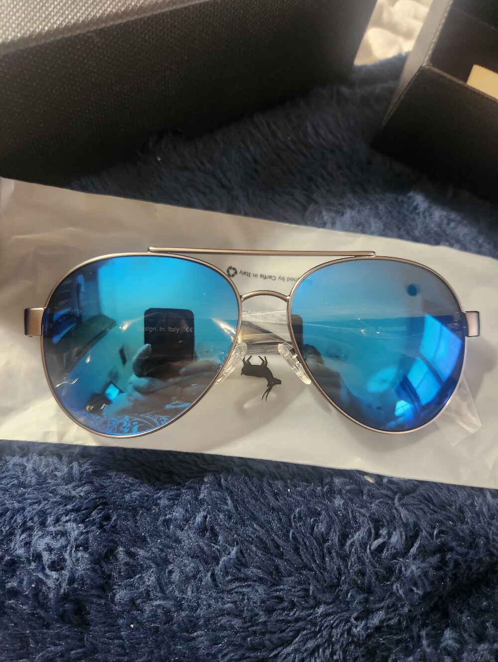 CARFIA Blue Mirrored Sunglasses Unisex